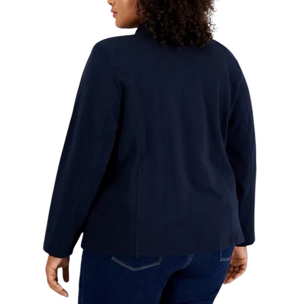 Tommy Hilfiger Plus Size Military Band Women's Navy Double-Breasted Jacket - Picture 2 of 4